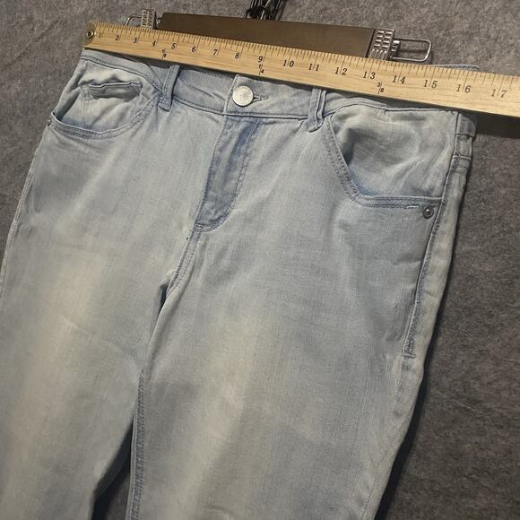 Democracy Light Blue Cropped Pants with Embellished Hem - Picture 11 of 11